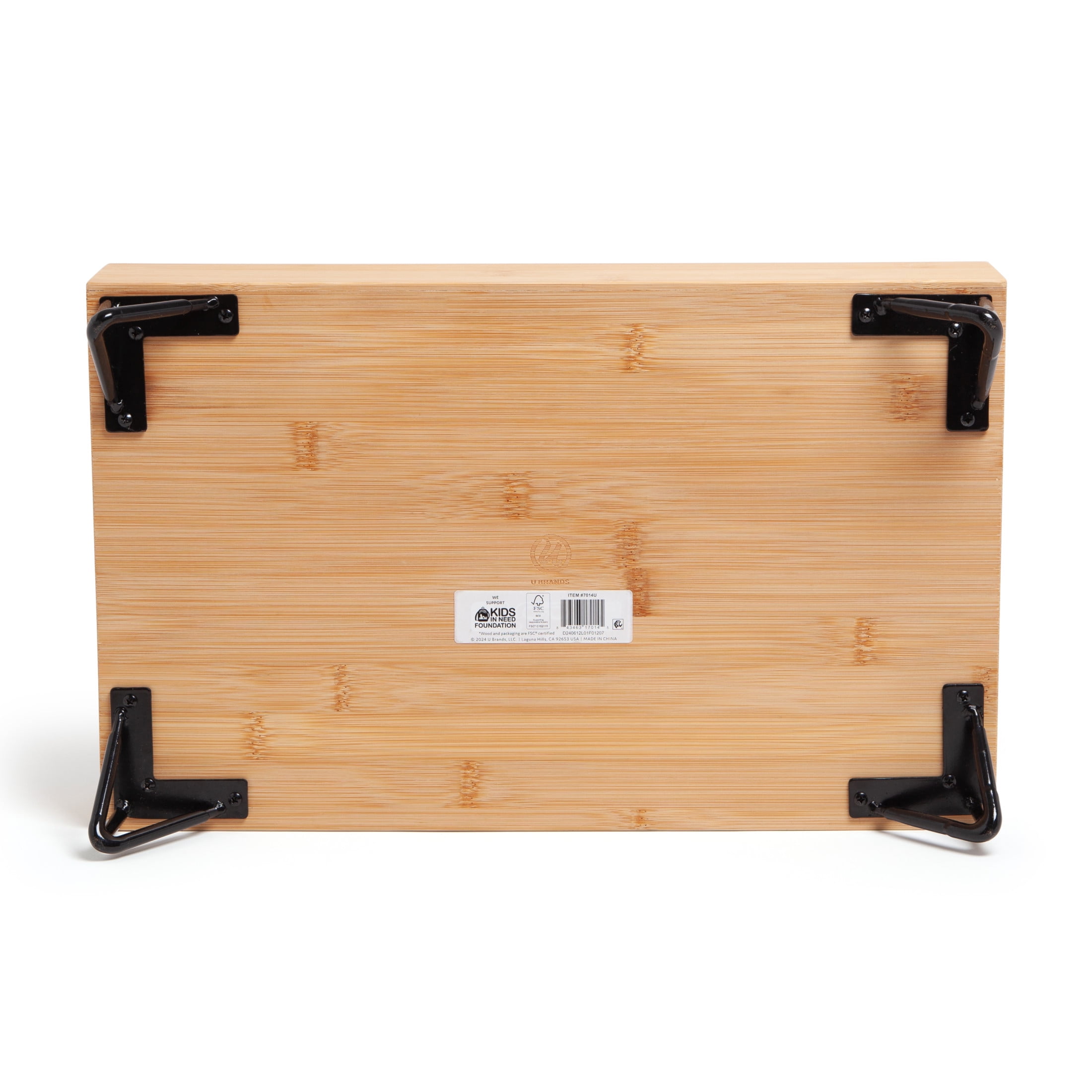 U Brands Verona Desk Monitor Stand with Storage, 16.5 x 10.3 x 5 in., Bamboo