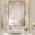 thumbnail image 4 of Antiqued Brushed Brass Rectangular Wall Mirror, 4 of 7