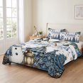 thumbnail image 2 of Quilts King Size Bedding Set, Blue Christmas Lightweight Quilted Comforter, Snowman Xmas Tree Balls Snowflake Pine Needle Reversible Bedspread Coverlet with Pillow Covers for All Season, 96" x 106", 2 of 9