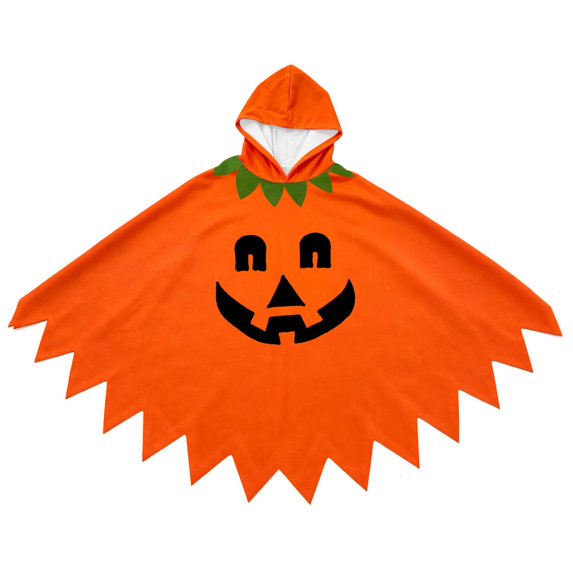 Krdevn Toddler Boys Girls Halloween Costume Hooded Cloak Cartoon Expression Print Costume Halloween Kid Role Play Fancy Dress Clothes