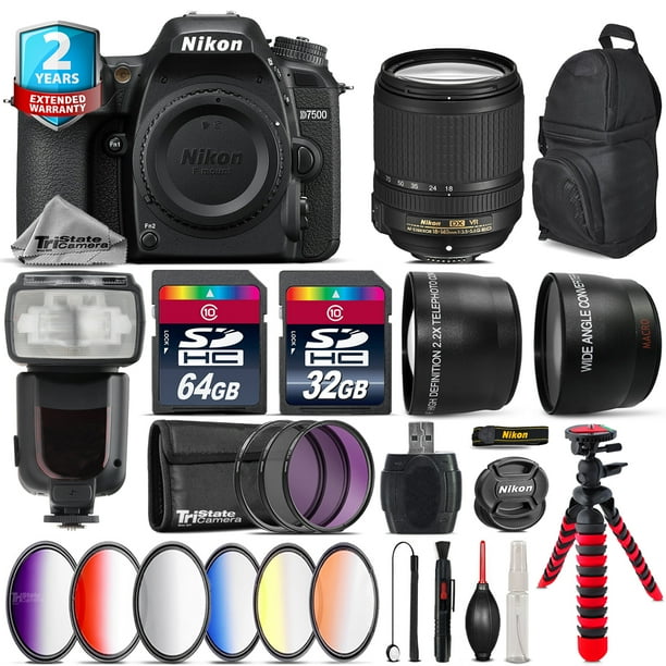 Nikon D7500 DSLR Camera + AFS 18140mm VR + Pro Flash + 9PC Filter Kit
