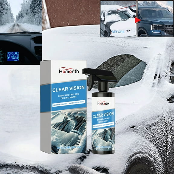 Instant Windshield De-Icer Spray - Quick-Acting Formula to Melt Ice & Snow on Car Windows, Locks, Mirrors, Lights All-Season Winter Solution with Safe & Effective De-Icing