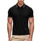 thumbnail image 4 of Negro Camisa de Manga Corta Mujeres Sólido Deportes Solapa Camisa Seca, Unisex Manga Corta Ropa de Trabajo Superior para Ocasional, 4 of 8