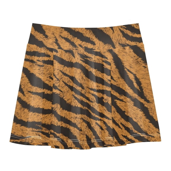 Girls' Skorts Elastic Waist Skorts with Inner Shorts Athletic Workout Shorts Skirts Tiger Stripes Pattern Small