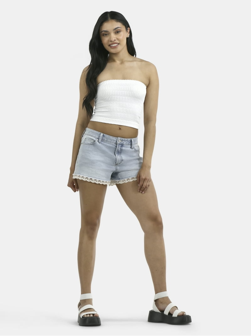 No Boundaries Seamless Textured Tube Top for Women, Cropped