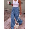 thumbnail image 5 of Women High Waist Wide Leg Pants, Loose Fit Long Trousers with Pockets for Daily Office Commute, 5 of 6