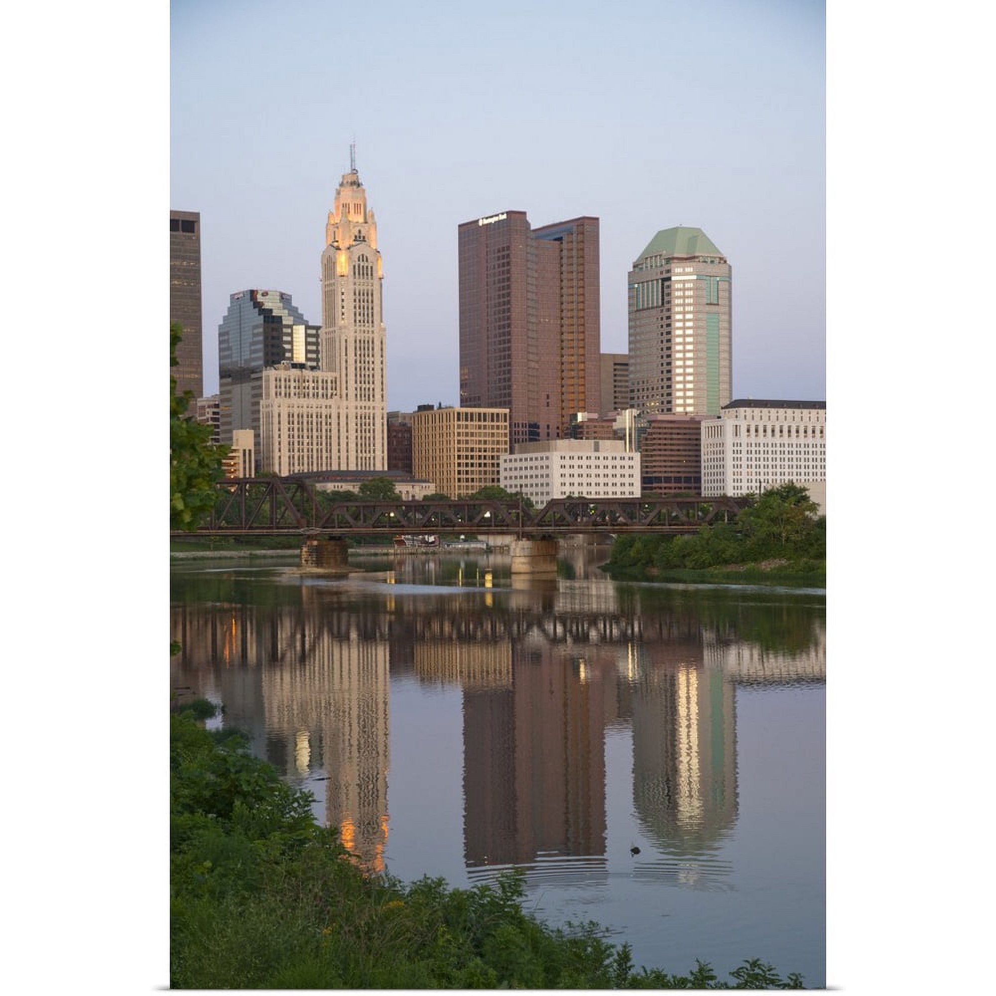 Great BIG Canvas | Rolled E. O. Reed Poster Print entitled Ohio, Columbus: City skyline and the Scioto River