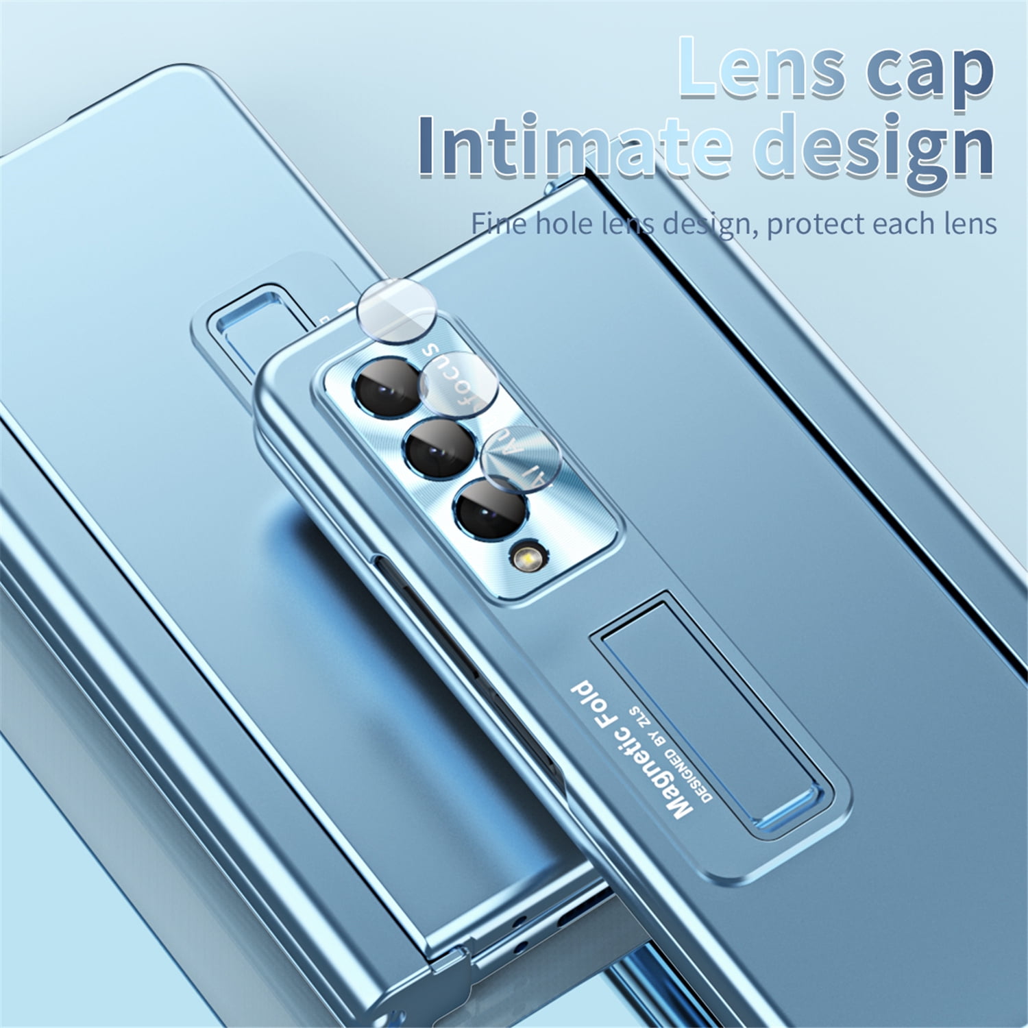 Allytech for Samsung Galaxy Z Fold 4 Case with S Pen Holder, [Come with S Pen Fold Edition] Drop Proof Kickstand All-inclusive Plating Folding Phone Case Cover for Samsung Z Fold 4 5G 2022, Blue