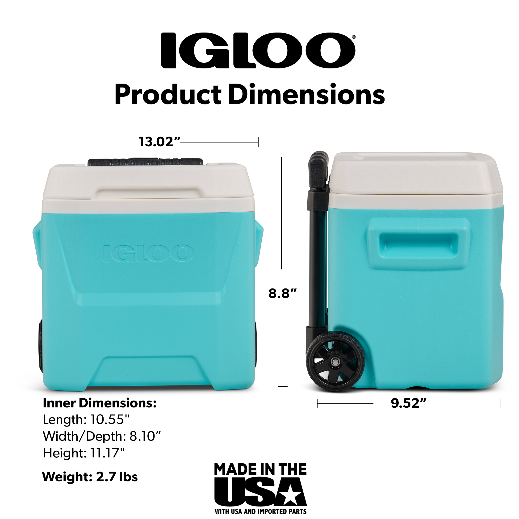 Igloo Laguna 16 Quart Wheeled Hard Cooler, Aqua Blue photo 4