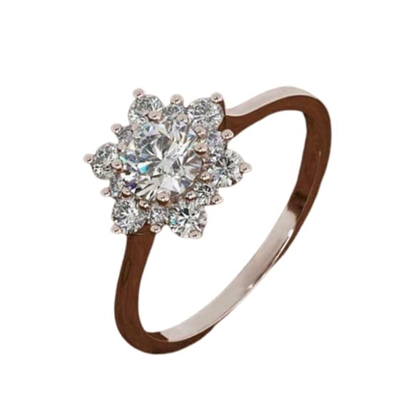 HeartsAndYou 1.6ct Round Cut Moissanite Engagement Ring for Women Snowflake Solitaire 18k Rose Gold Over Silver
