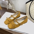 thumbnail image 6 of Bxsruta Women's Flock Mary Jane Flats with Bow and Adjustable Buckle Strap Casual Slip on Shoes, 6 of 8