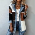 thumbnail image 5 of Textilo Women's Denim Patchwork Knit Sweater Blazer Ribbed Knit Button Down Jackets Lapel Collar Long Sleeve Denim Spliced Shacket Office 2026 Winter Fall Soft Loose Fit Wear,Dark Gray L, 5 of 5