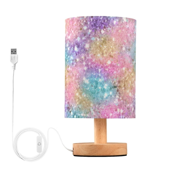 Pastel Colored Glitter Table Lamp with USB Port LED Warm Light Lamp Night Light Home Decor