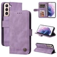 thumbnail image 2 of Allytech Slim Wallet Case for Samsung Galaxy S22 with Card Slots, Luxury PU Leather Magnetic Clasp Flip Wrist Shoulder Strap Kickstand Shockproof Protective Shell for Women Men - Purple, 2 of 9
