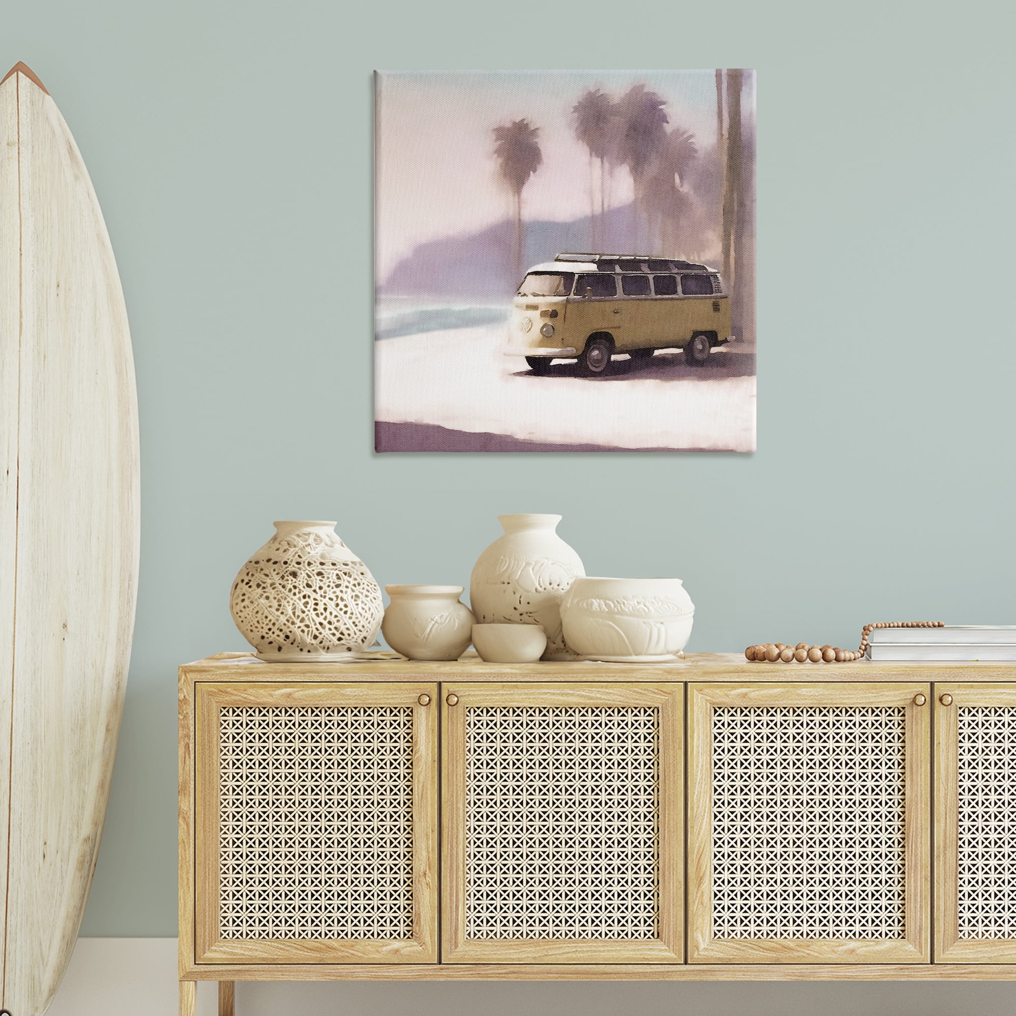 Stupell Industries Yellow Van on Beach Nautical & Beach Painting Wrapped Canvas Art Print Wall Art, 36 x 36
