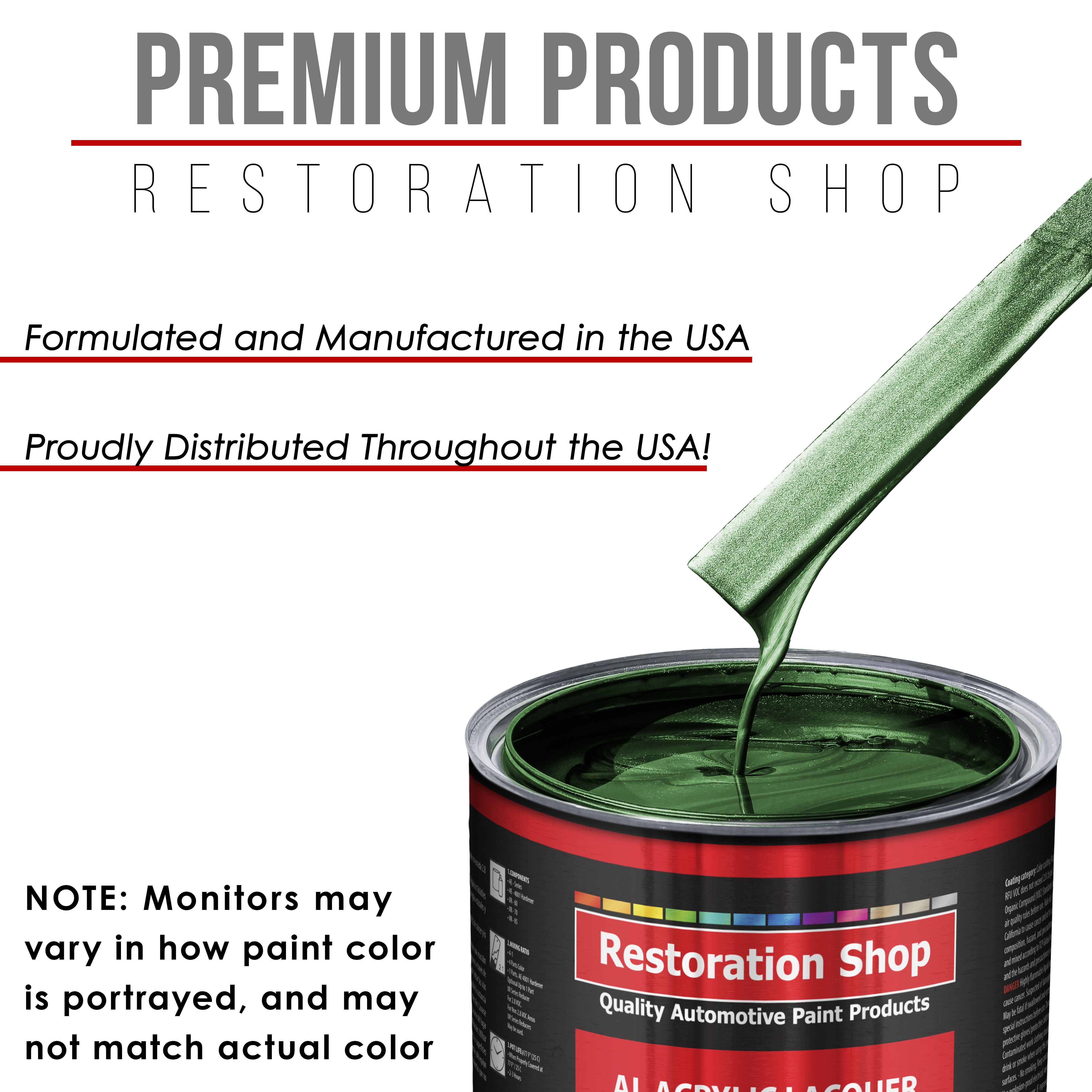 Restoration Shop British Racing Green Metallic Acrylic Lacquer Auto Paint - Quart Paint Color Only - Professional Gloss