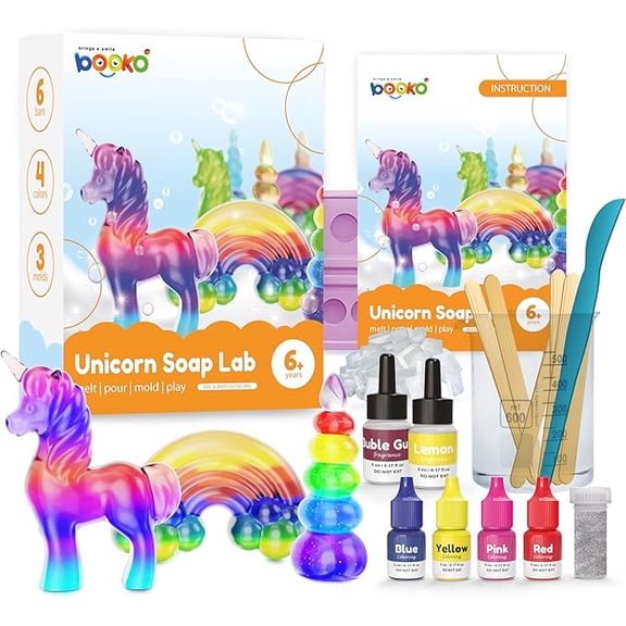 Unicorn Soap Making Kit - Crafts DIY Project Science STEM Activity Gift - Make Your Own Soap Kits