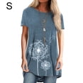 thumbnail image 2 of Jumpingount Mujer Impreso Cuello Manga Corta Túnica Camisa Prendas para la parte del cuerpo azul S, 2 of 5