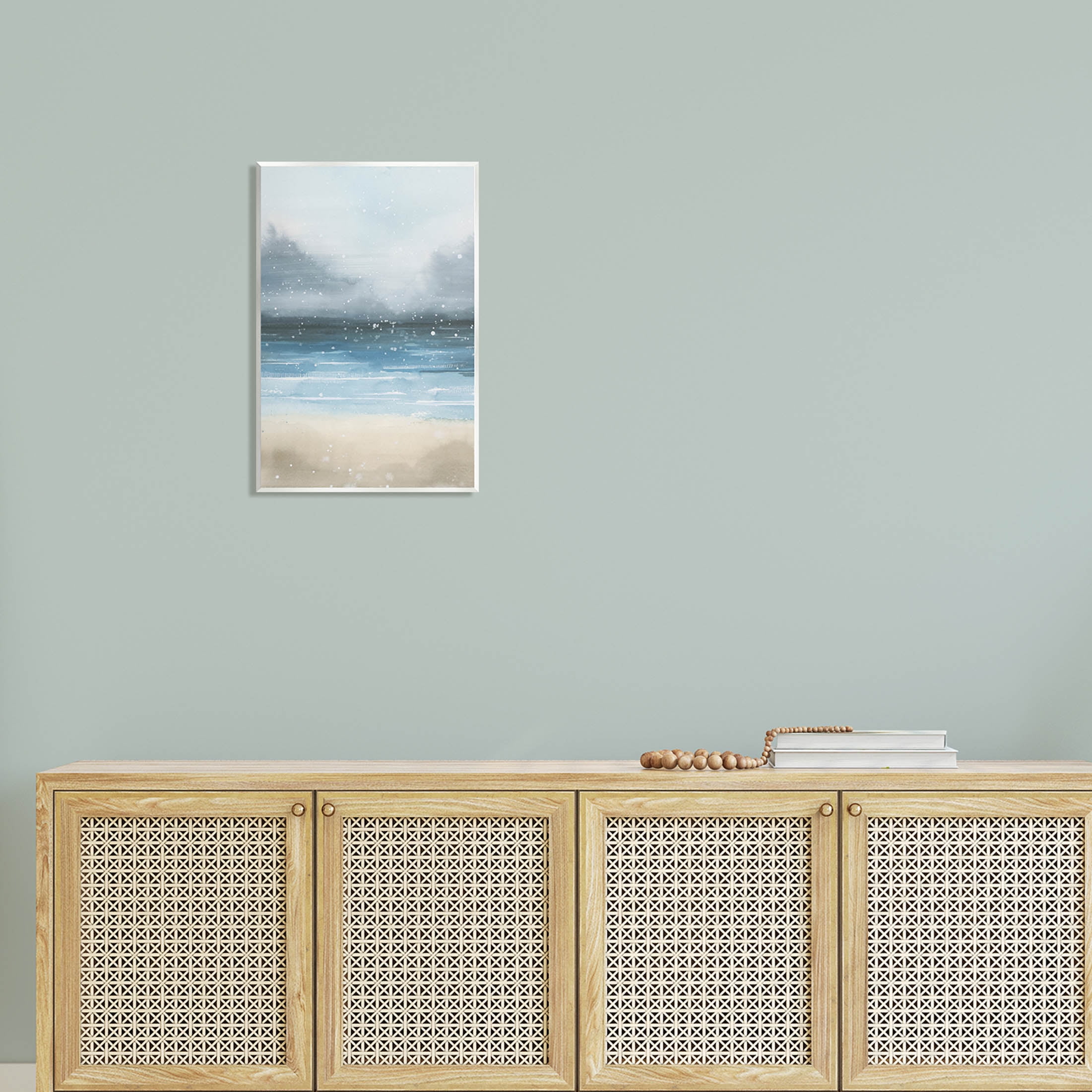 Stupell Industries Beach Snowfall Ocean Shore Graphic Art Unframed Art Print Wall Art, Design by Grace Popp