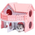 thumbnail image 1 of Casa de hámster de madera, escondite de ratas, refugio de jerbos, juguetes para hacer ejercicio, juguetes masticables para hámsteres enanos, ratones, ratas, jerbos y otros animales pequeños,Pink Jormftte WMXL-263, 1 of 7