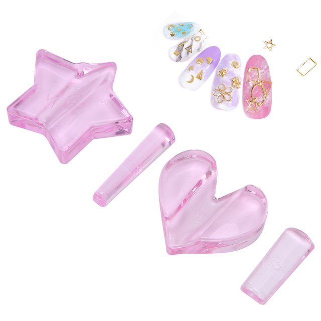4PCS Nail Art Embossed Mold Embossed Mold Nail Tools Nail Art Embossed Mold Professional Metal Frame Bending Curve Shaping Press Tools for Home and Salon Use
