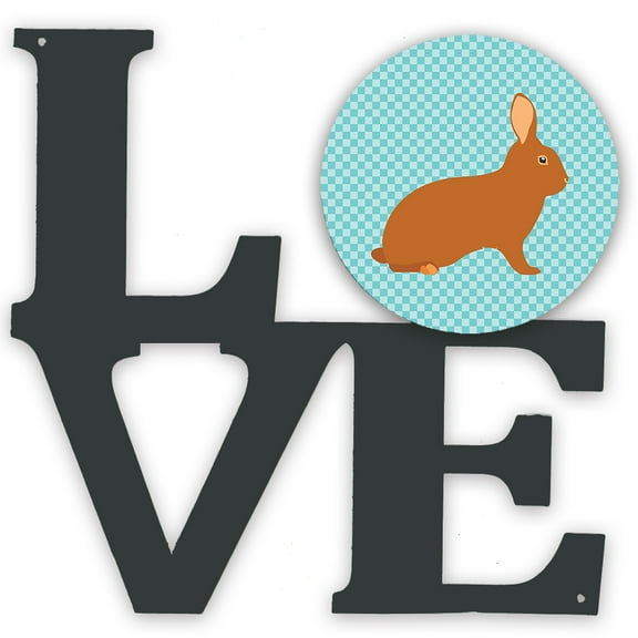 Rex Rabbit Blue Check Metal Wall Artwork LOVE