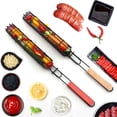 thumbnail image 1 of Fiudx Cesta para Parrilla de Perritos Calientes, Clip para Barbacoa con Cerradura, Malla de Acero Inoxidable 430, Diseño Portátil y Plegable, Distribución Uniforme Del Calor, Perfecta para Salchichas, 1 of 5