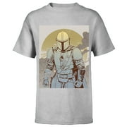 Star Wars The Mandalorian Line Art Poster - Short Sleeve T-Shirt for Kids - Customized-Athletic Heather