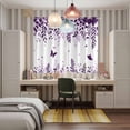 thumbnail image 4 of Purple Spring Botanical Kitchen Curtains Window Panels, Weeping Eucalyptus Butterfly Insulated Window Treatment Curtain, Grommet Curtains for Bedroom/Living Room/Bathroom, 2 Piece 42"Wx63"L, 4 of 8