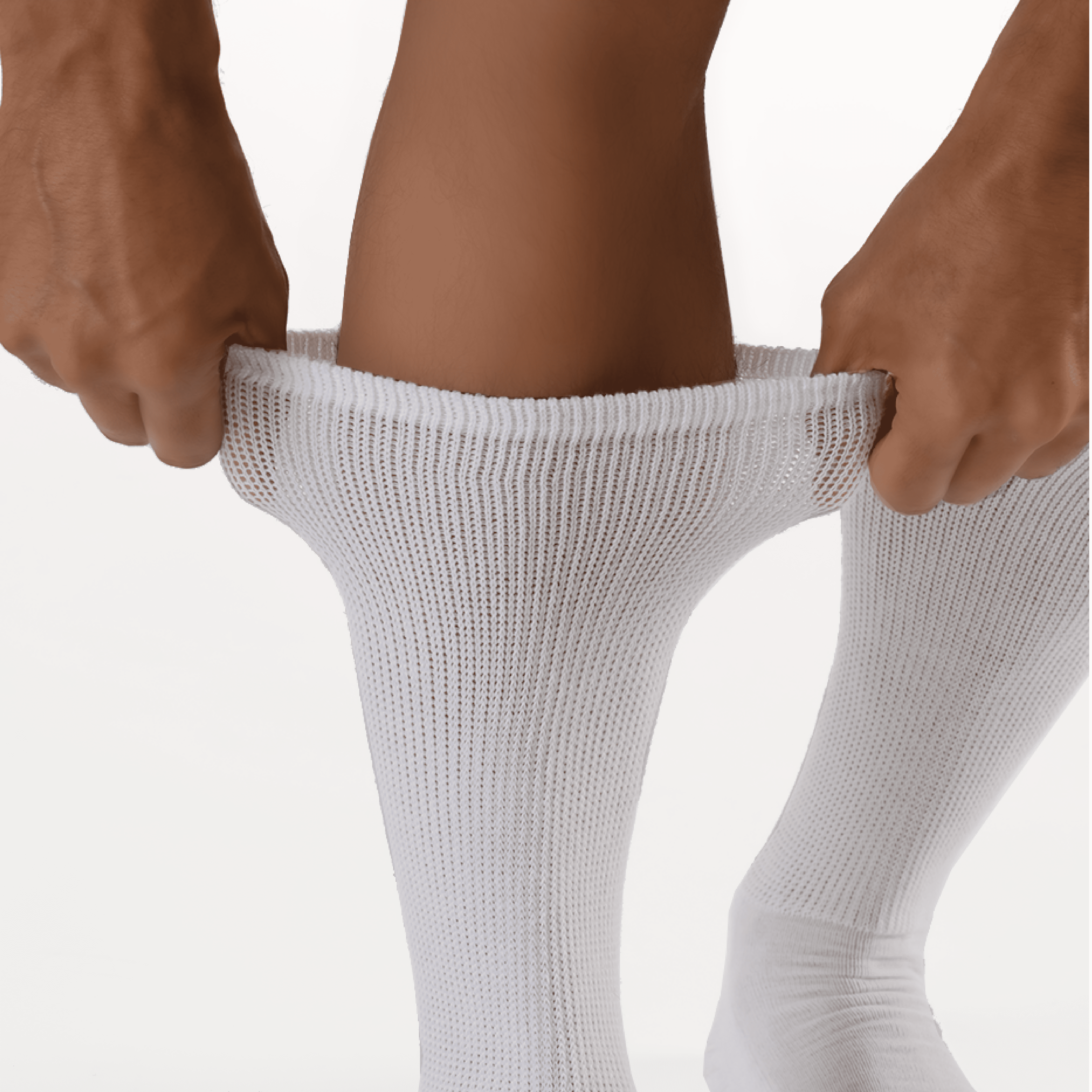 Copper Fit® Non-Binding Diabetes and Circulatory Crew Socks with Grippers, 2 Pair, White, S/M, Unisex