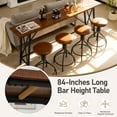 thumbnail image 6 of Ktaxon Mid-Century Modern 84" Bar Table and Chairs Set for 4~6, Pub Set for 4 with PU Padded Barstools Swivel Stool Dining Table Set, Modern Dining Set for 4, Retro Brown, 6 of 11