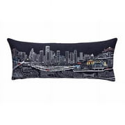 HomeRoots 482563 35 in. Houston Nighttime Skyline Lumbar Decorative Pillow, Black & Grey