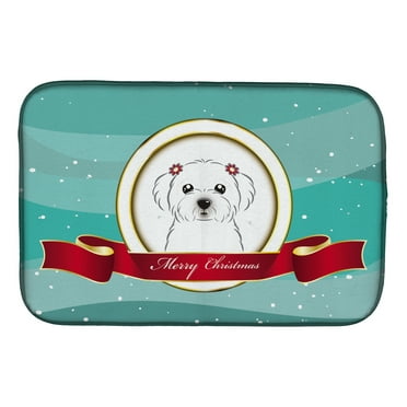 Carolines Treasures BB1518DDM Maltese Merry Christmas Dish Drying Mat 14 x 21" multicolor