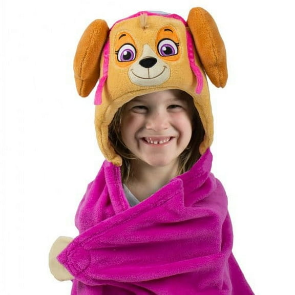 Comfy Critters Pink Chenille Fleece Huggable Hooded Bed Blanket
