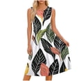 thumbnail image 7 of Zedker Floral 2026 Summer Dresses for Women Casual Sleeveless A-Line Pleated Midi Sun Dresses Casual Beach Flowy Tank Dresses with Pockets White Size S-XXL, 7 of 7