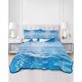 thumbnail image 3 of Blue Summer Beach Summer Quilt Set Full Size, Soft Microfiber Quilted Bedding Set with 2 Pillow Shams, Seaside Ocean Coastal Nautical Lightweight All Season Bedspread Coverlet for Bedroom 78"x90", 3 of 6