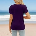 thumbnail image 5 of LADIGASU Women's Casual Solid Color Round Neck Hem Short Sleeved Top, 5 of 8