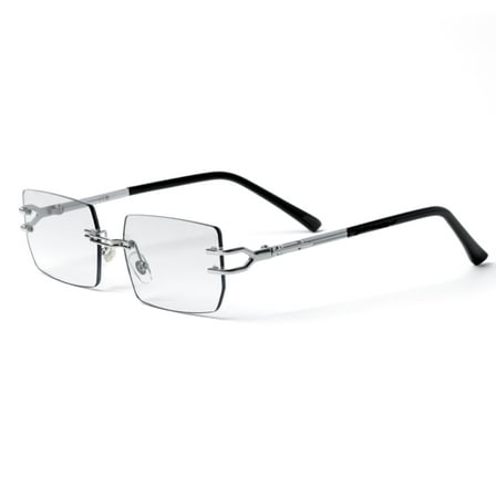 Silver Frame Metal Square Retro Vintage Style Rimless Clear Lens Rectangular Men’s Women Eye Glasses