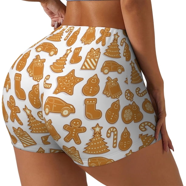 Fotbe Christmas Elements Shorts Sin Costuras – Shorts Deportivos de Cintura Alta para Mujer, Elásticos para Gimnasio, Yoga, Running o Ciclismo-Small