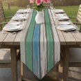 thumbnail image 6 of Table Runners 36 Inches Long, Green Wood Retro Cotton Linen Kitchen Dining Coffee Table Runner for Party Home Decor, Striped Mottled Planks Farmhouse Tabletop Dresser Scarves Runner 13x36 Inch, 6 of 9