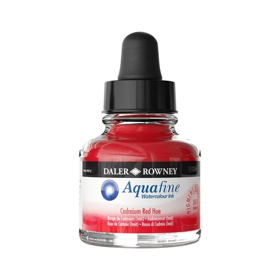 Daler-Rowney Aquafine Watercolor Ink, 29.5ml, Cadmium Red Hue