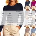 thumbnail image 3 of AherBiu Going out Tops for Women Slim Fitted Stretch Crewneck Long Sleeve Tops Comfy Tshirt Basic Layer Undershirt(X-Large,Navy), 3 of 6