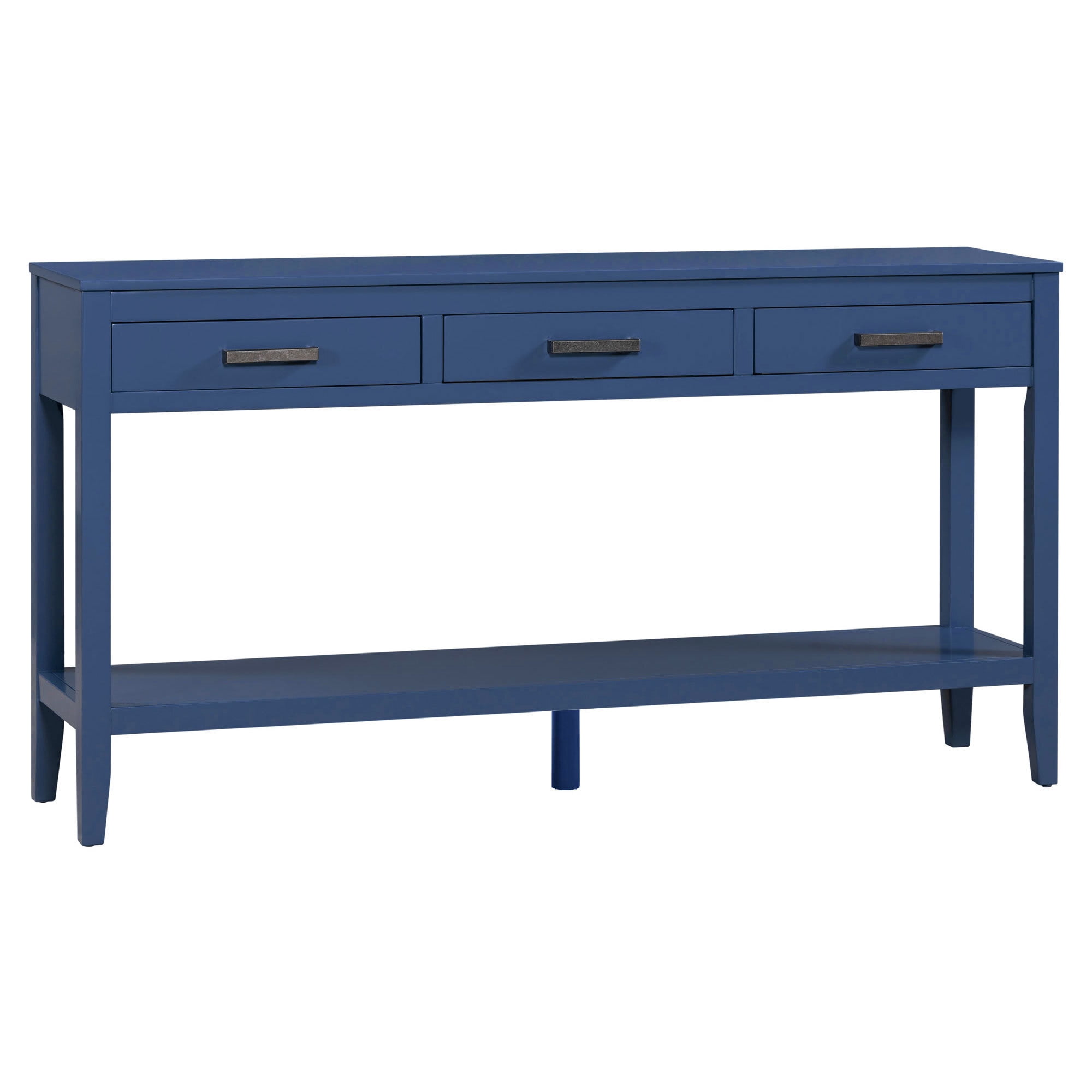 Contemporary Rectangular Console Table with 1 Bottom Shelf and 3 Storage Drawers, 59.1'' Entrance Table Sofa Side Table for Entryway Hallway Living Room Foyer Corridor
