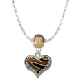 thumbnail image 1 of Delight Jewelry Two-tone Enamel Tiger Print Heart Mia Monkey Charm Necklace, 1 of 4