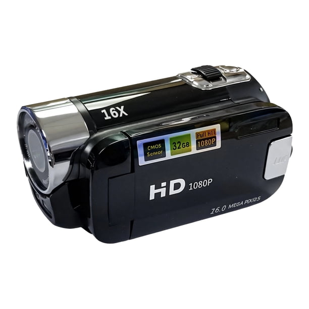 Videocámara digital, cámara de vídeo HD de 16 MP 1080P, pantalla LCD de 2,7 pulgadas con rotación de 270°, zoom digital de 16 aumentos, luz integrada, antivibración, perfecta para viajes, reuniones fa