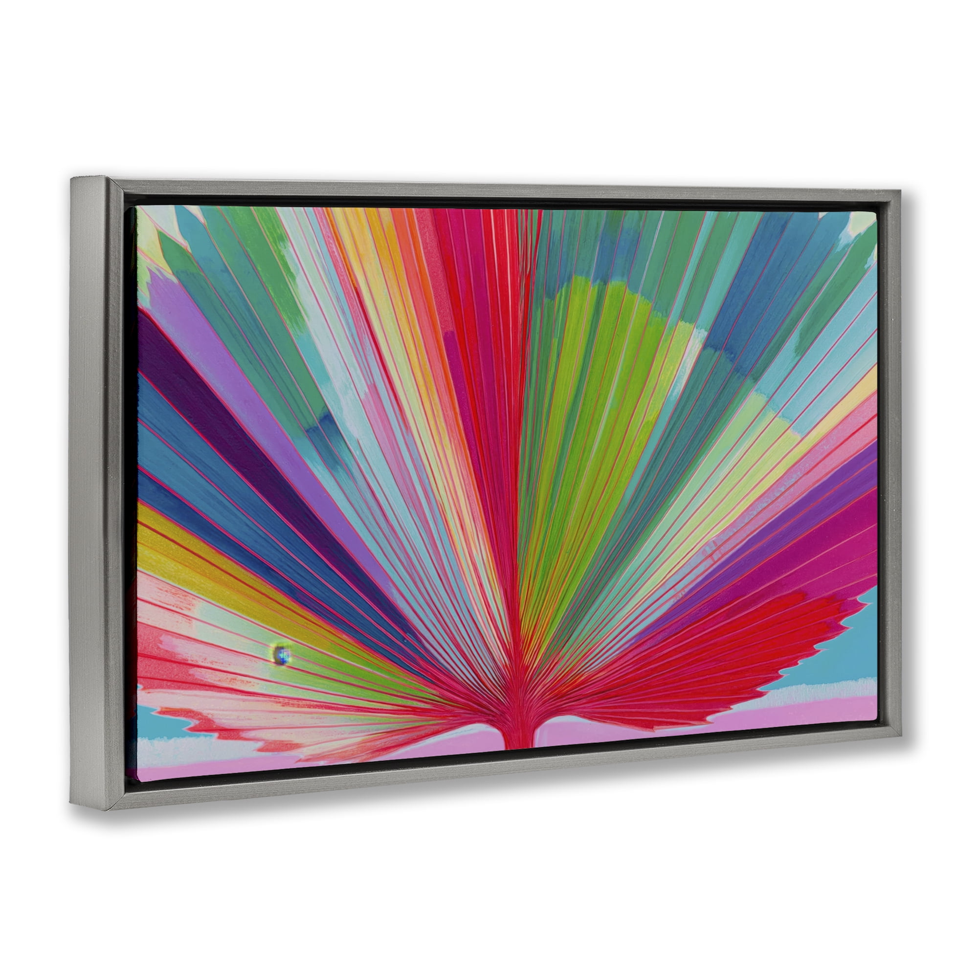 Stupell Industries Palm Fan In Spectrum Gray Framed Floater Canvas Wall Art, design by Chromatic Storm Studio