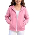 thumbnail image 1 of VEKDONE Girls Zip Up Hoodie Long Sleeve Hooded Sweatshirt With Cute Ribbon Bow and Pockets Kids Fall Spring Back to School Active Outerwear, 1 of 5