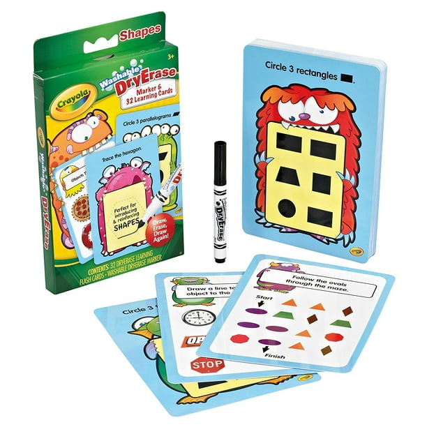 Crayola Dry Erase Flash Cards Shapes, Contains 32 activity cards and 1