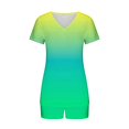 thumbnail image 6 of 2 Piece Sets for Women Fashion Gradient Casual Home Two-piece V-neck Top With Pocket Shorts Set, 6 of 7