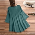thumbnail image 4 of ICHUANYI Clearance Women Vintage Ruffled Three Quarter Lace V-Neck Plus Size Tops T-Shirt Blouse(Green, L) ICHUANYI WER2023081203392, 4 of 4